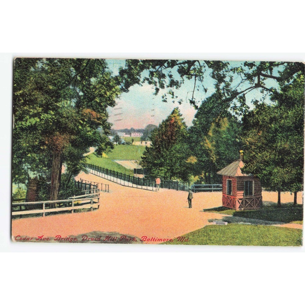 Baltimore Maryland MD Cedar Ave Bridge Druid Hill Park Postcard 1911
